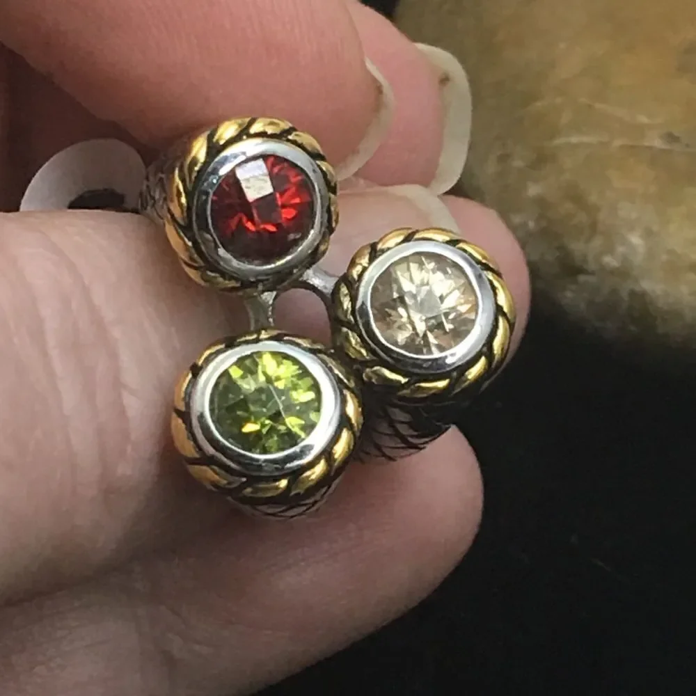 925 Solid Silver and 14K Plated Designer Inspired CZ Ring